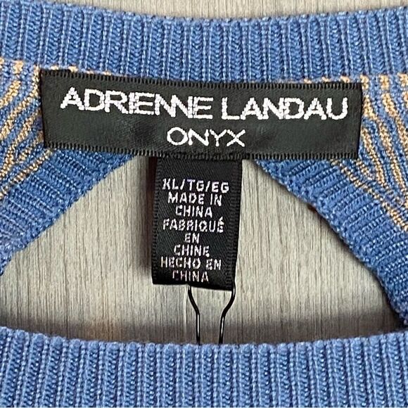 Adrienne Landau Blue & Tan Open Back Dolman Tunic Size XL NWT - Picture 4 of 13